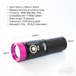 SUPE F24 Focus Light (Blue color body, 1,200 lumens, with White, Red, Blue, and Pink light)